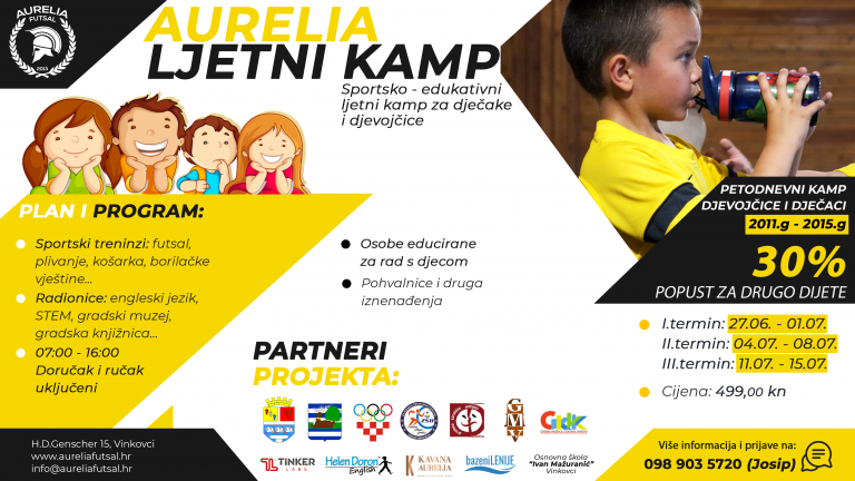 SPORTSKO EDUKATIVNI LJETNI KAMP U ORGANIZACIJI MALONOGOMETNOG KLUBA „AURELIA FUTSAL“