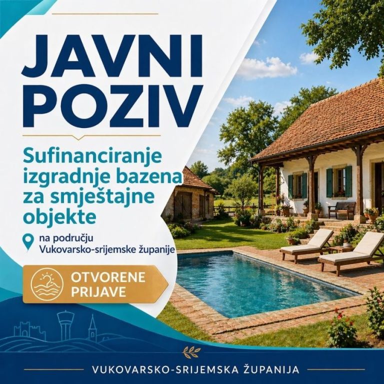 Objavljen Javni poziv za izgradnju bazena u smještajnim objektima na području županije